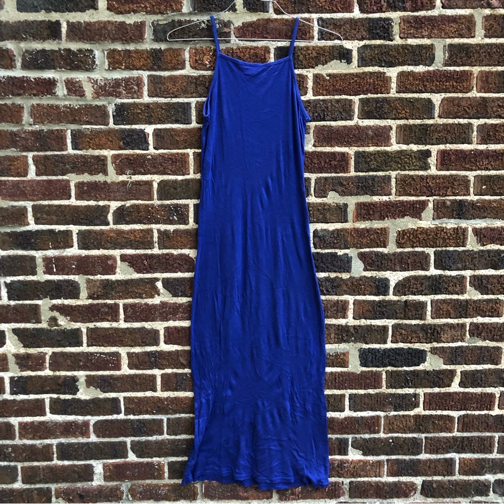 TOPSHOP Petite ribbed maxi dress (blue)
